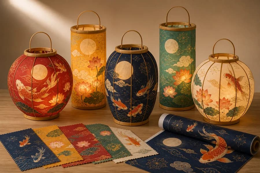 Bộ đèn lồng Trung Thu bọc vải polyester in chuyển nhiệt