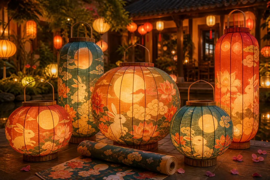 In vải làm đèn lồng Trung Thu theo thiết kế 4 1